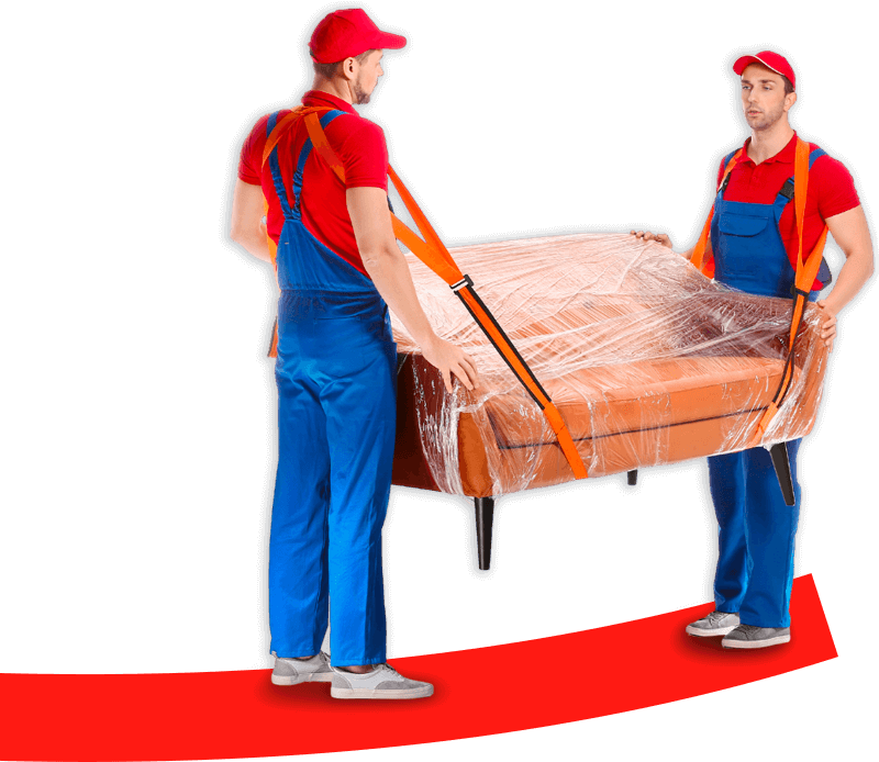 facchini trasporto di un divano con attrezzatura professionale